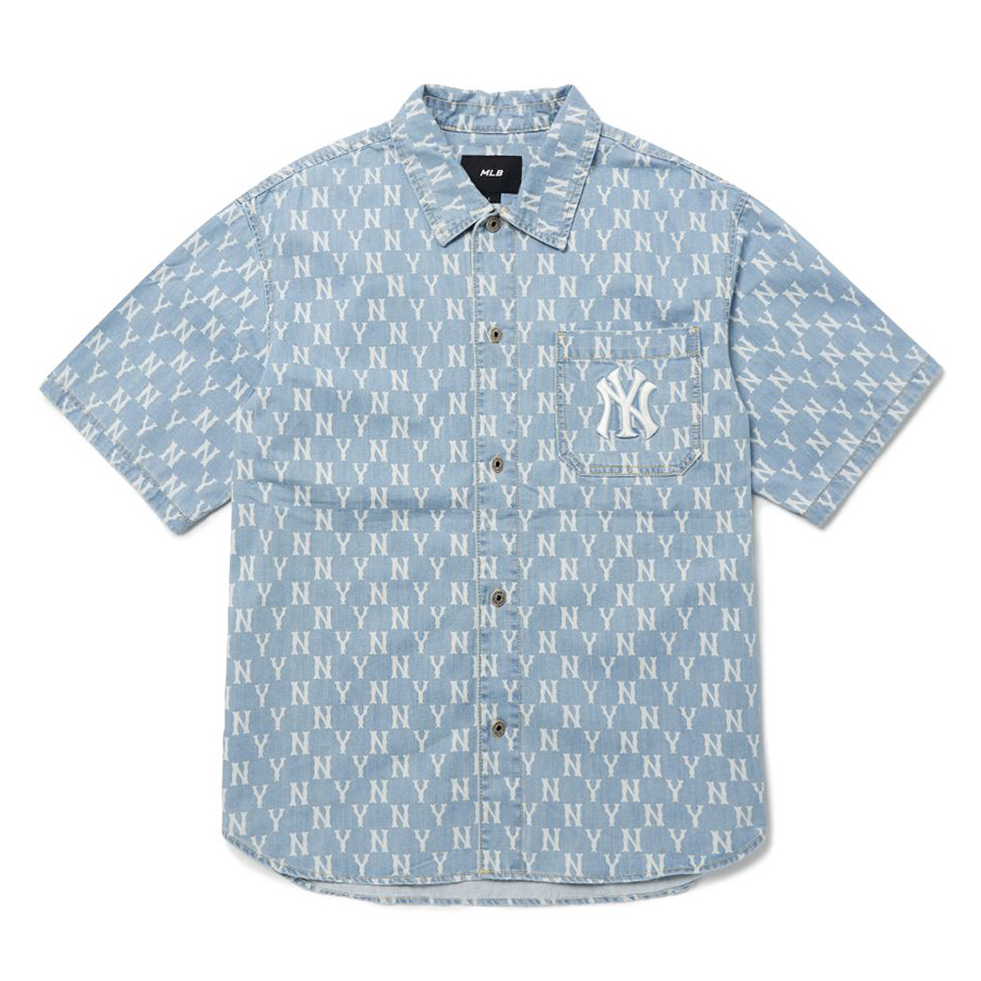 Áo phông MLB Jacquard Monogram Denim Baseball Shirt New York Yankees 3ABSN101450BLD #7 Áo phông MLB Jacquard Monogram Denim Baseball Shirt New York Yankees 3ABSN101450BLD